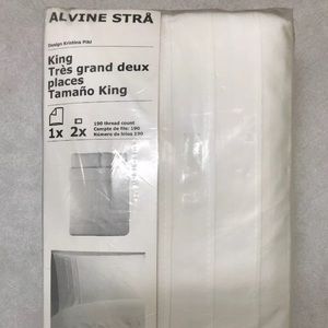 IKEA King Alvine Stra Duvet Cover Set WHITE New
